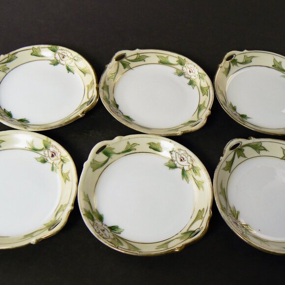 SET OF 6 VINTAGE NIPPON PORCELAIN BUTTER PAT PLATES 3 1/2" PLATES (C33) - Picture 2 of 8